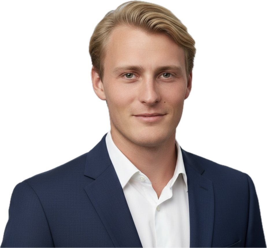 Minimalist flat avatar portrait in brand colors